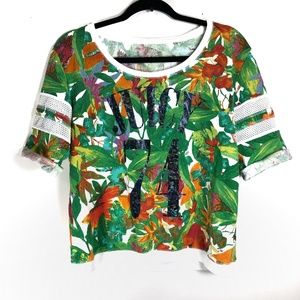 Juicy Couture Tropical Print Sporty Sweatshirt Top